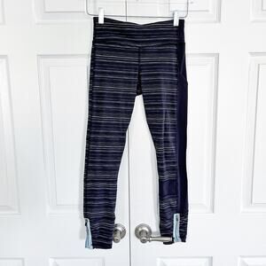 Lululemon Run the World 7/8 Tight Cyber Stripe Naval Blue Black / Naval Blue